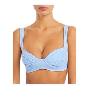Palm Swimwear Kelly Pleated Bikini Top Sky Blue NWT